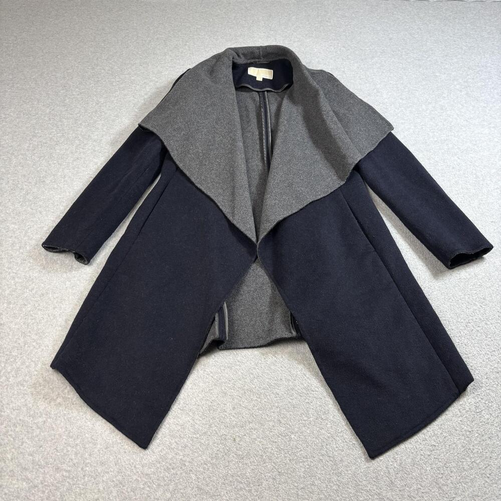 Michael Michael Kors Coat Women Small Navy Wool Blend Cape Drape Collar Heritage